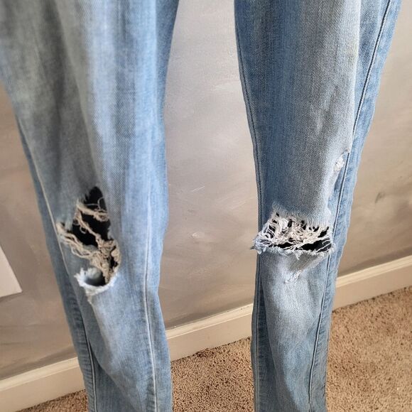 GUESS Jumpsuit Los Angeles Overalls Women's 4 Denim Skinny Leg Distress Y2K - Picture 14 of 16